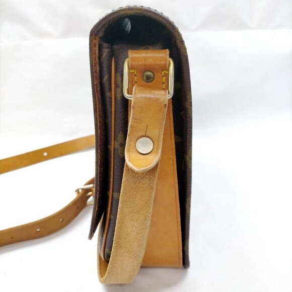 100% Authentic Louis Vuitton Cartouchiere GM Brown Monogram Crossbody - Picture 3 of 9